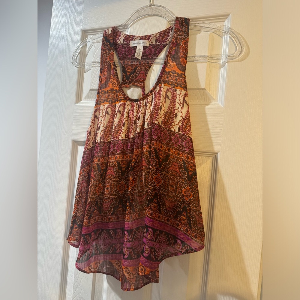 Boho patterned tank top style blouse